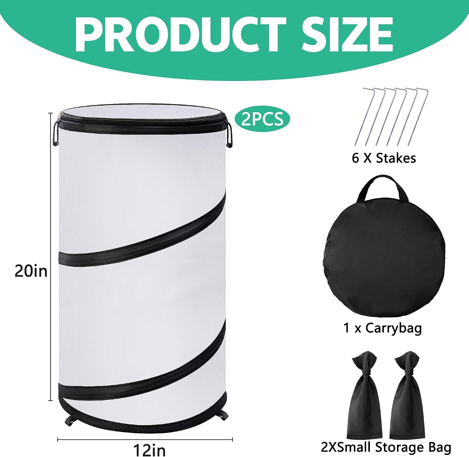2 Pcs Pop Up Winter Frost Plant Cover, 20 x 12 Inch Round Garden Plants Freeze Protection Tent, Foldable Warm Plant