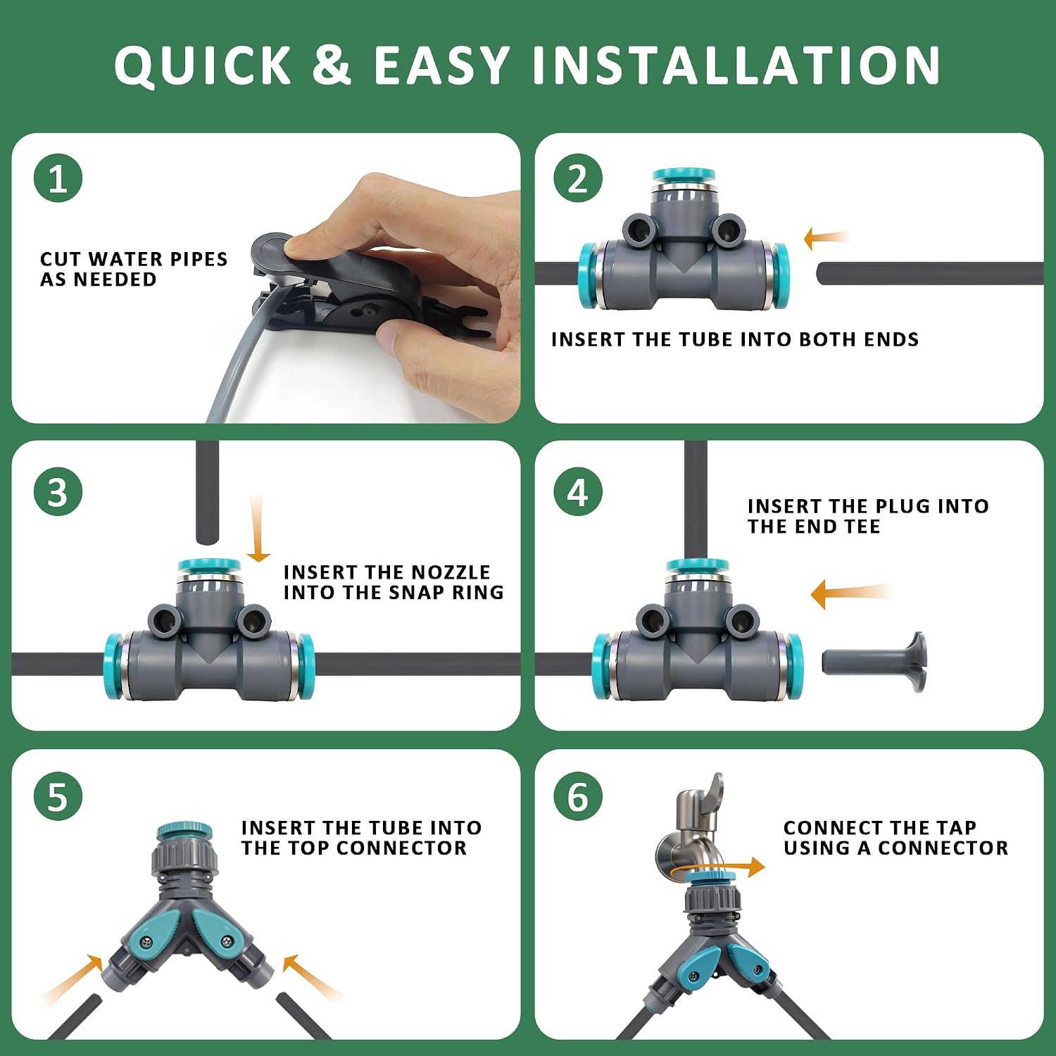 Drip Irrigation System 100FT 1/4", 360°Adjustable Garden Watering System with 16pcs Copper Nozzles, Drip Irrigation Kit