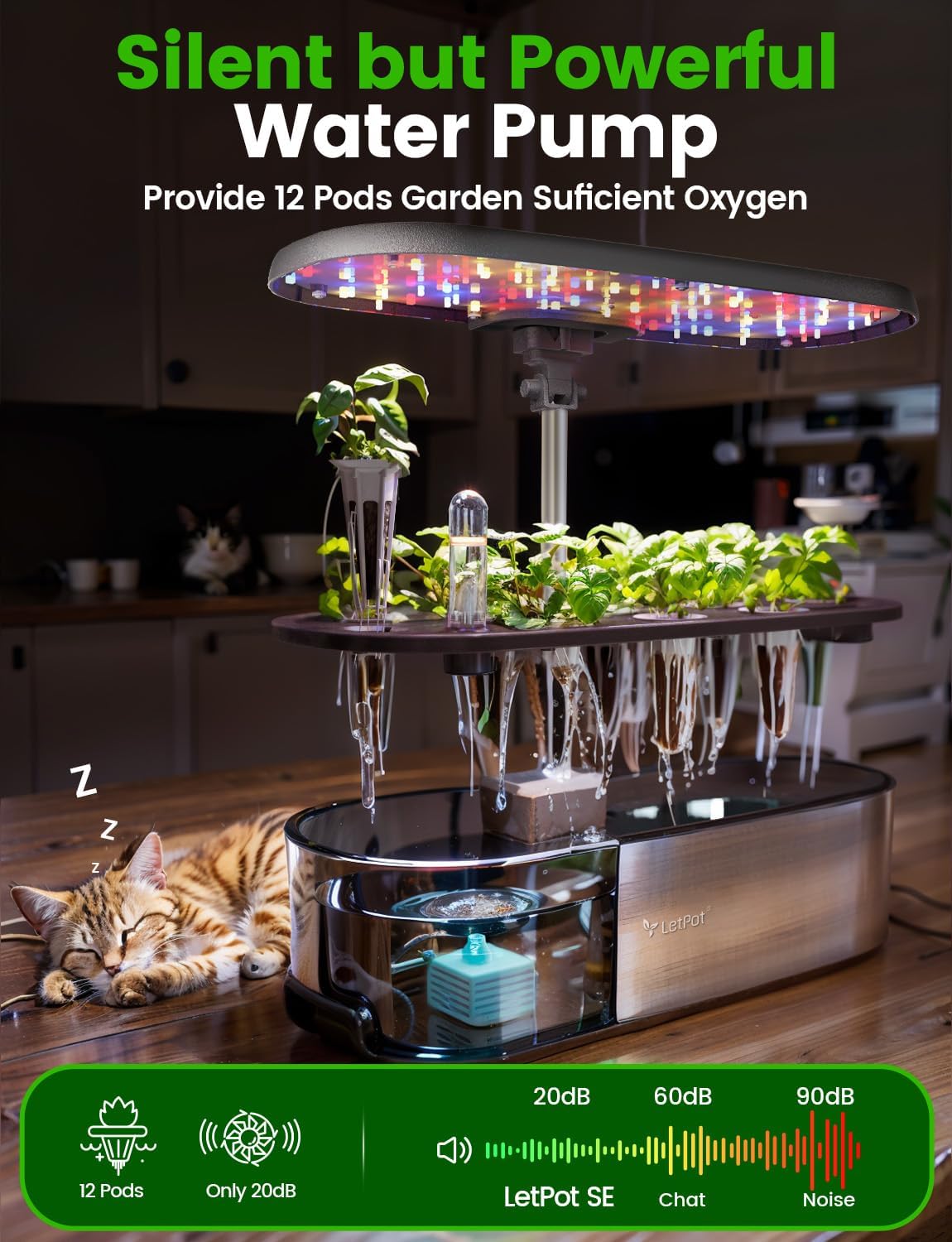 LETPOT LPH-SE Hydroponics Growing System, 12 Pods Smart Herb Garden Kit Indoor, Indoor Garden, APP & WiFi Controlled
