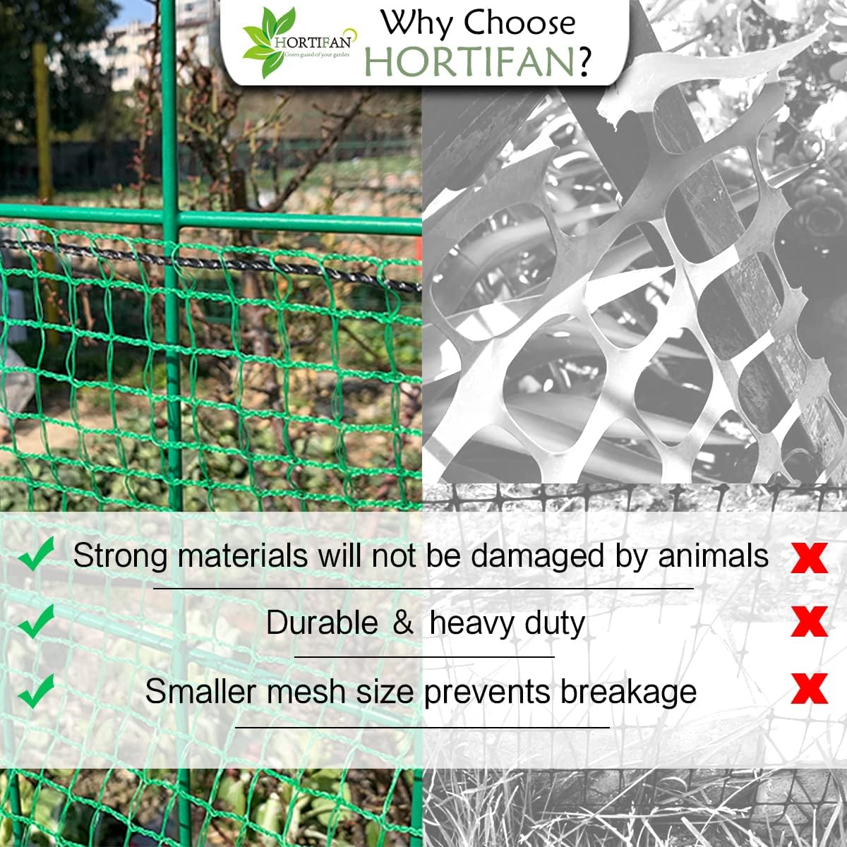 Garden Fencing 4 x 100FT,0.4" Mesh Plastic Fencing,50PCS Zip Ties | Deer Fence Temporary Fencing Snow Fence Safety