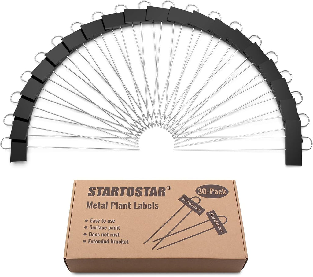 STARTOSTAR 30-Pack Metal Plant Labels Weatherproof Garden Markers,Height 10.6'', Label Area 3.5''X 1.2'' Reusable