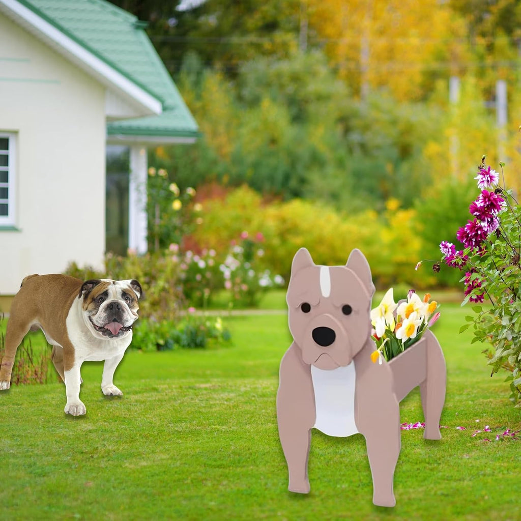 Bulldog Dog Planter Pots, Animal Shaped Flower Pot | Cute Plant Gift for Women and Pet Lovers, Indoor Outdoor Garden