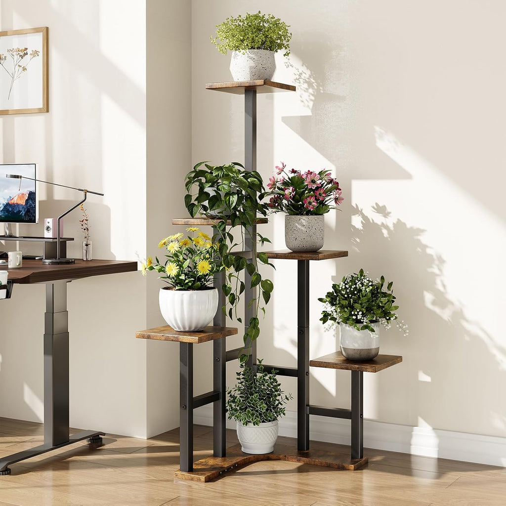 Yzosvki Corner Plant Stand Indoor, 6 Tiered Corner Plant Shelf Flower Stand for Multiple Plants, Plant Shelves