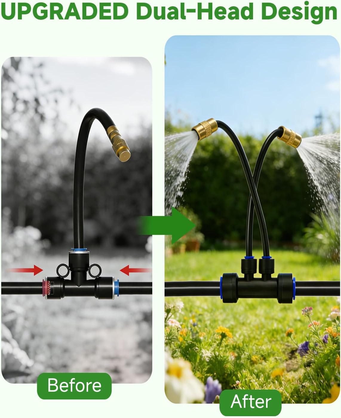 66FT Drip Irrigation System with Timer, Automatic Watering System Kit with Solid Brass Metal Connectors, 360°