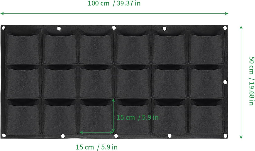 ZOENHOU 2 Pack Total 36 Roomy Pockets Horizontal Garden Planter, Waterproof Wall-Hanging Flower Pot Bags, Felt Wall