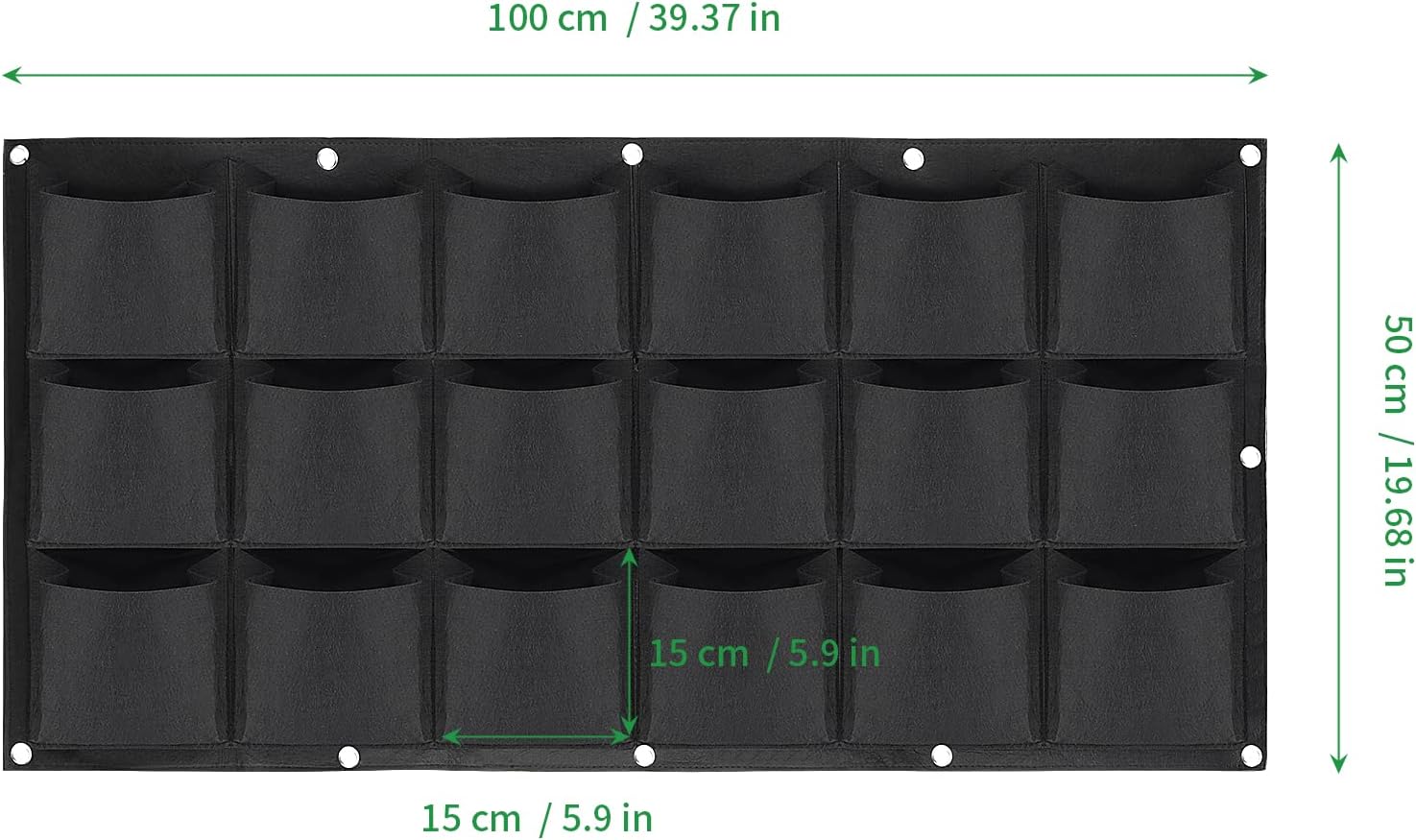 ZOENHOU 2 Pack Total 36 Roomy Pockets Horizontal Garden Planter, Waterproof Wall-Hanging Flower Pot Bags, Felt Wall