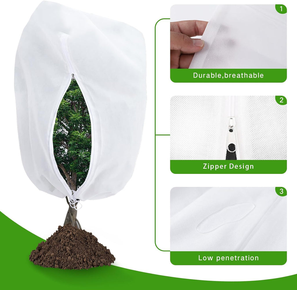 Garutom Plant Covers Freeze Protection 78" x 89" 2.2 oz, Large Size Bag Frost Cloth Plants Jacket Drawstring and Zipper