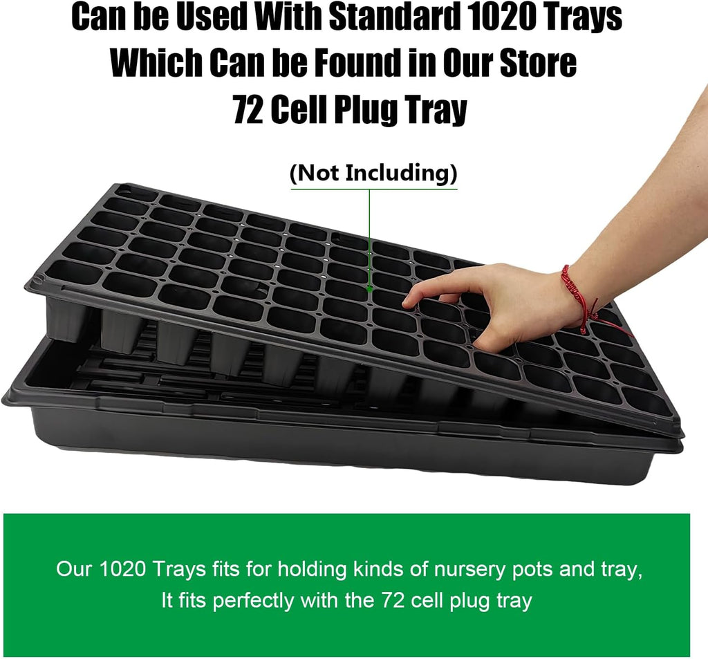 RooTrimmer 10 Pack 1020 Trays, Extra Thick Heavy Duty Seed Starting Trays - No Holes, No Leak, Reusable Propagation