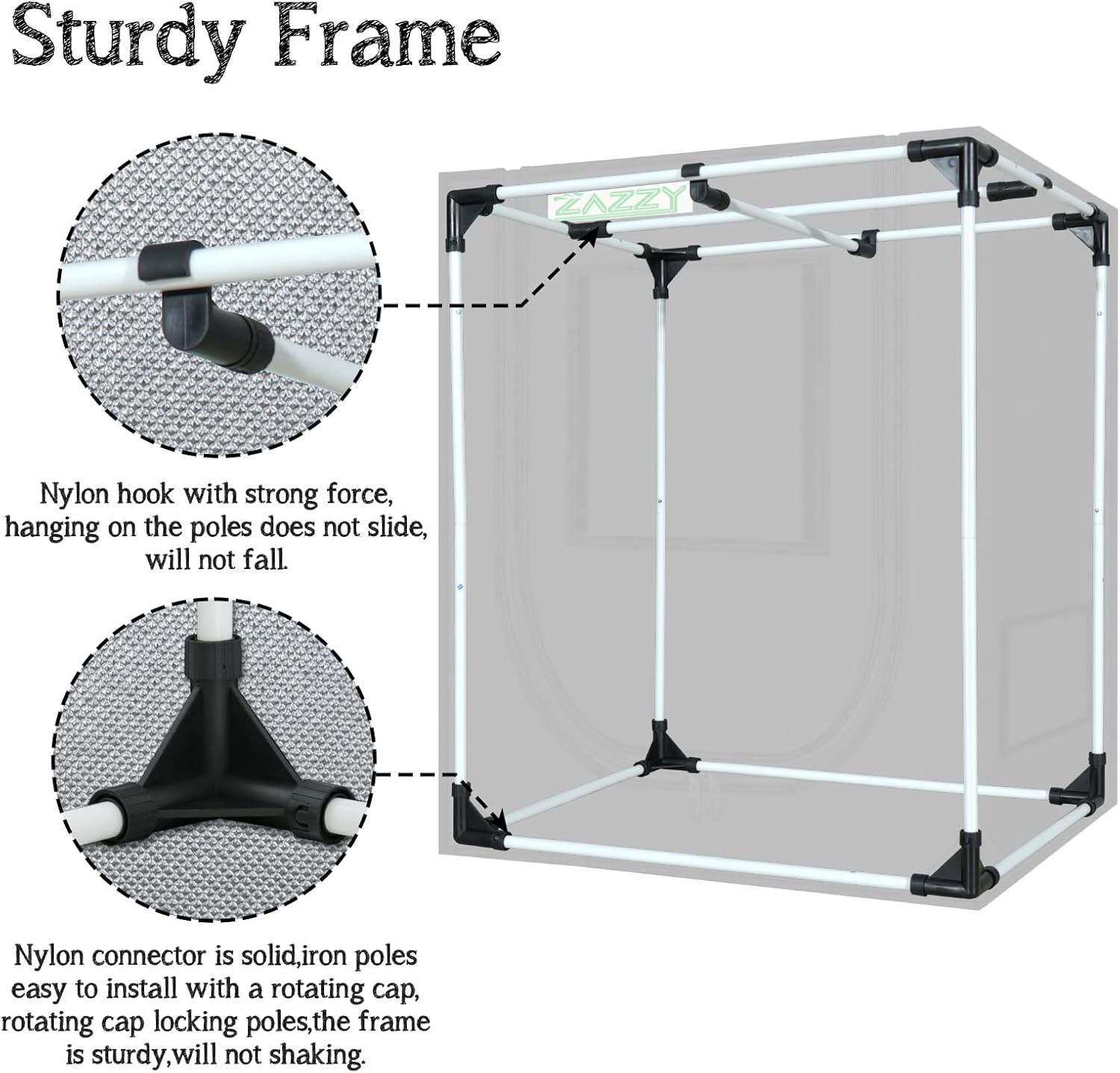zazzy 2'x2' Grow Tent 24"x24"x36" Hydroponic Mylar Growing Tent | Reflective Garden Grow Dark Room with Observation