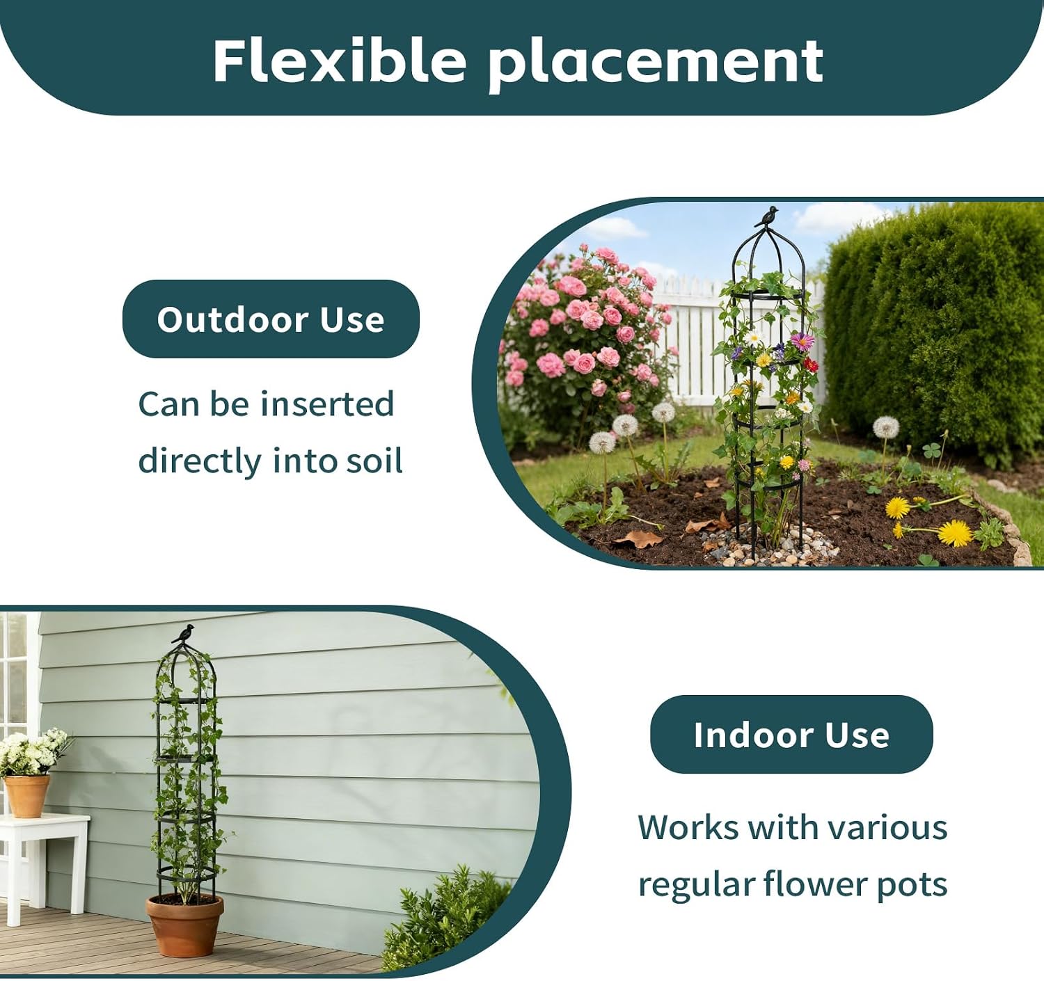 2 Pack Garden Obelisk Trellis for Climbing Plants Outdoor, Plant Trellis Garden Tower Trellis for Potted Plant