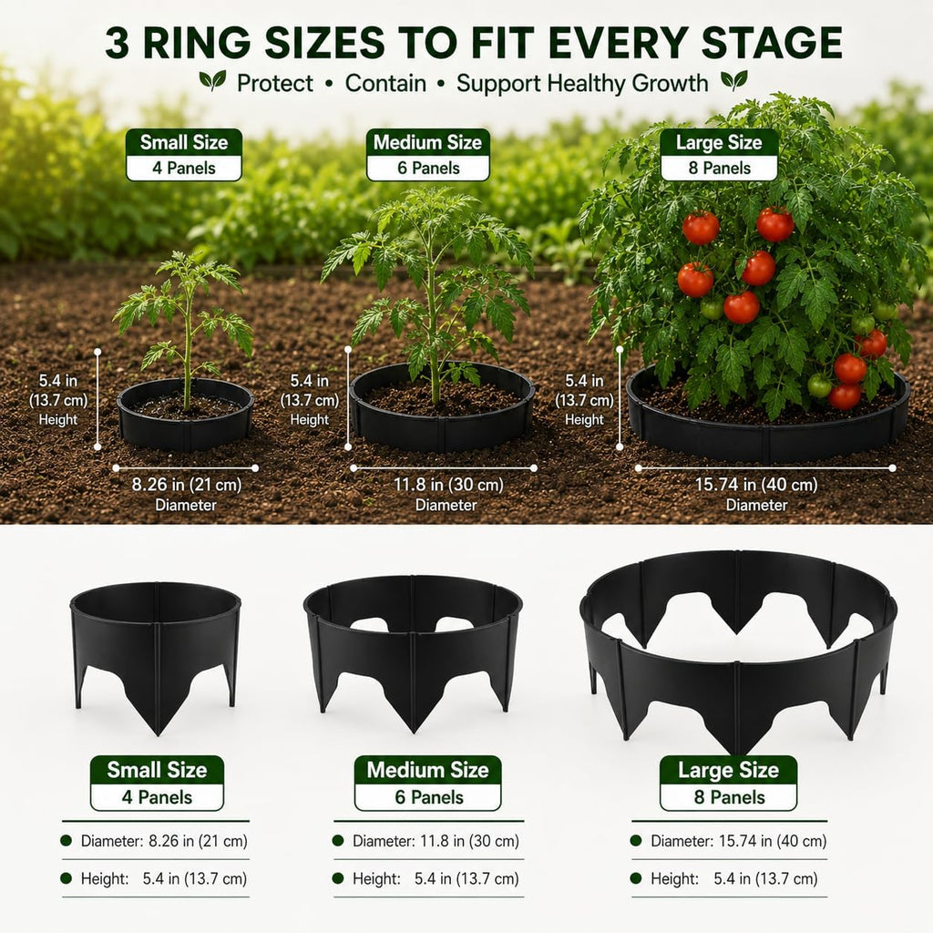 24 Pcs Adjustable Planting Grow Rings, Interlocking Garden Plant Rings, Spliceable Plant Circle Rings for Deep
