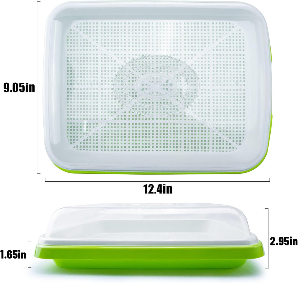 Seed Sprouter Tray with Drain Holes,Seed Germination Tray Kit BPA Free Nursery Tray,Soil-Free Big Capacity Healthy