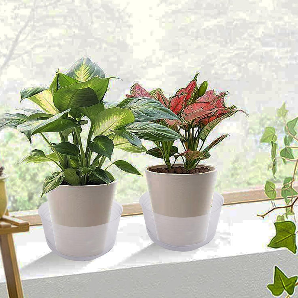 18 Pcs Clear Plastic Plant Saucers for Flower Pots(6, 8, 10 Inch) | Clear Deep Drip Trays, Thickened Saucers for Pots