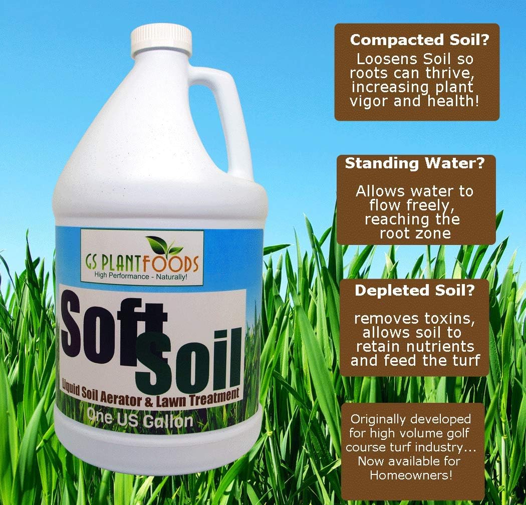 Soft Soil Liquid Soil Aerator & Lawn Treatment to Fix Compacted Soils, Improve Drainage with Non-Mechanical Liquid