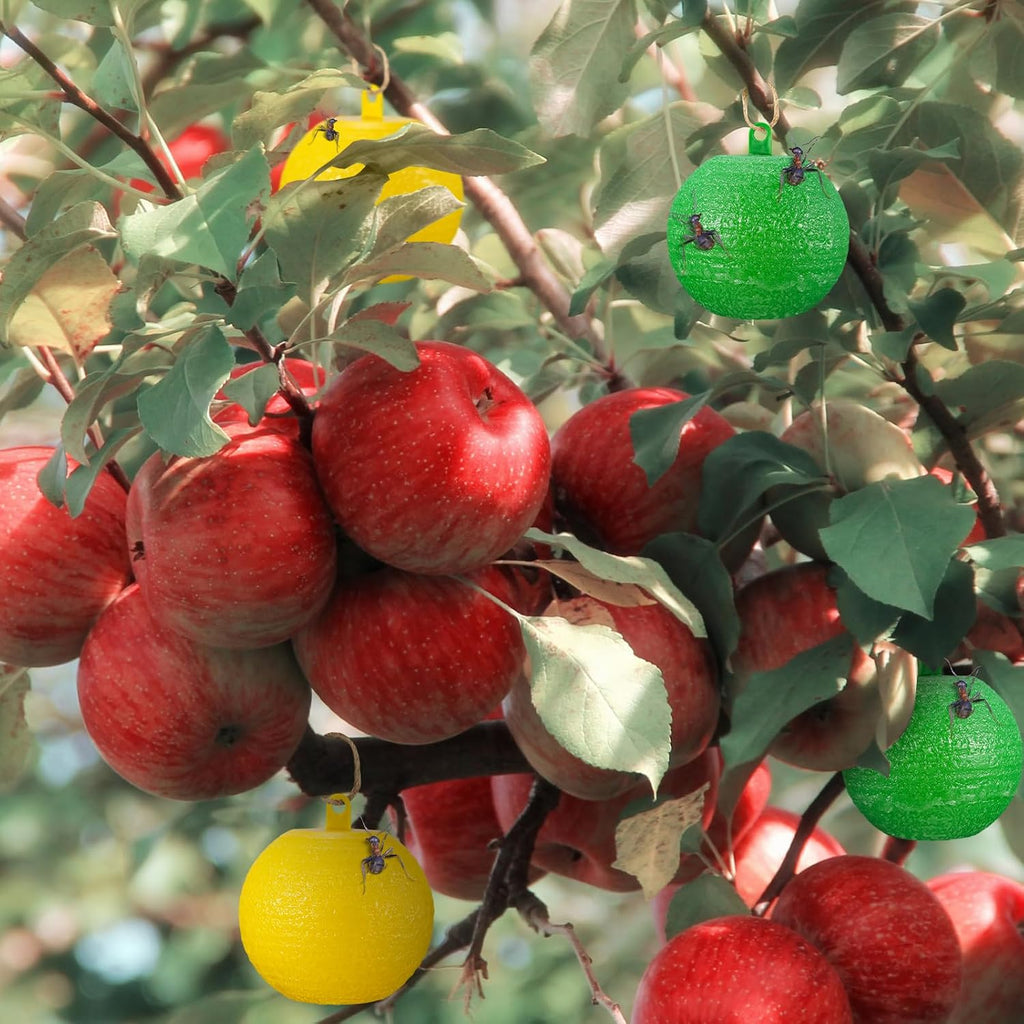Qualirey 20 Pcs Sticky Fruit Fly Trap Ball Adhesive Fly Catching Ball Sticky Glue Fly Gnat Wasp Hornet Mosquito Bugs