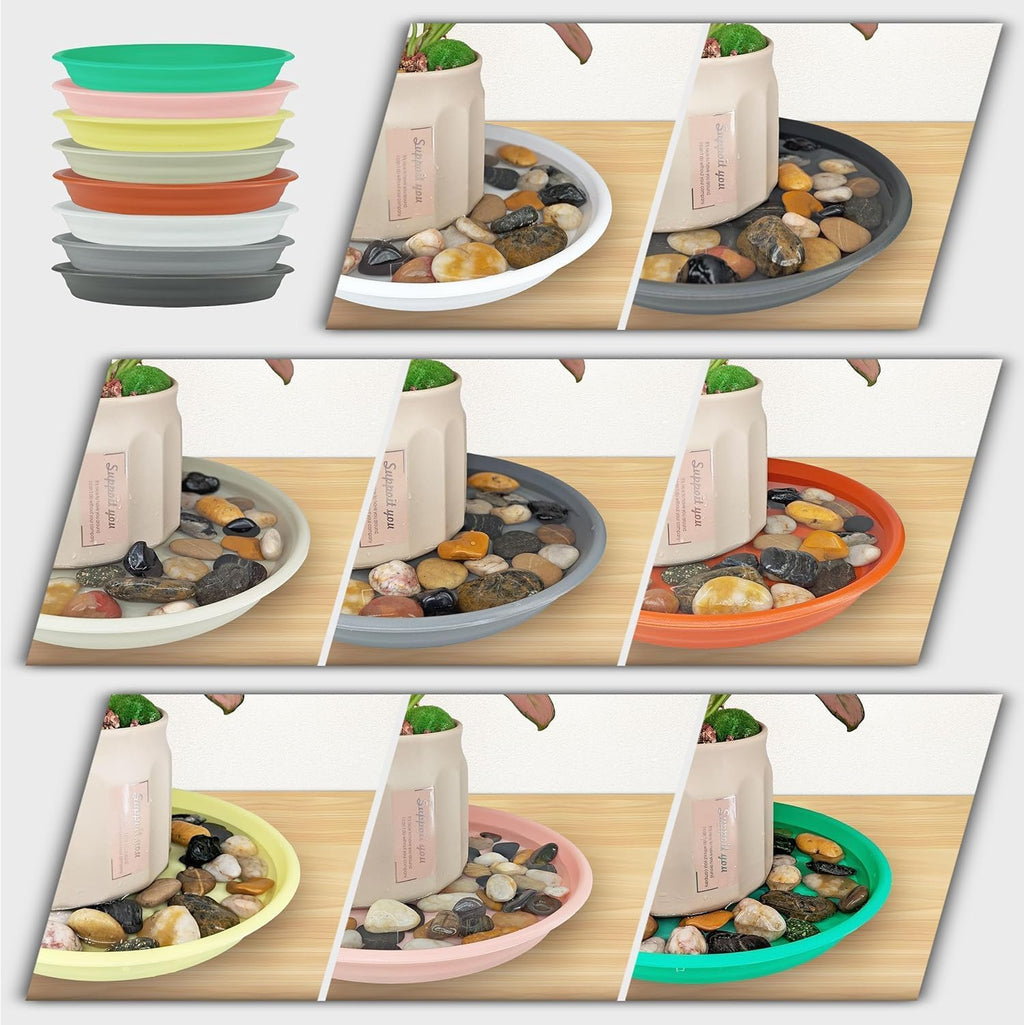 3Pcs Plant Saucer Tray, Heavy Duty Plastic Plant Drip Trays for Indoors and Outdoors, 6 8 10 12 14 16 inch Sizes