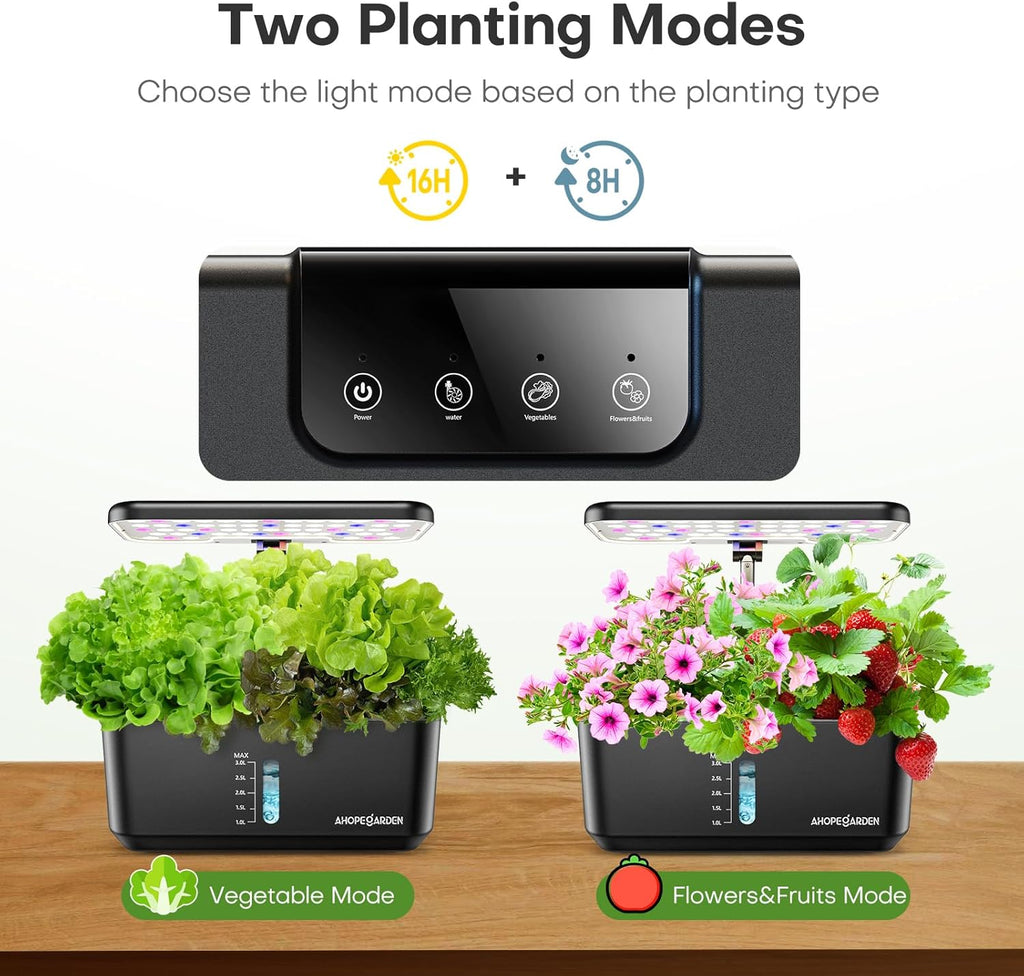 Indoor Garden Hydroponics Growing System: 10 Pods Kit with LED | Plant Germination Kit Herb Vegetable Growth Lamp