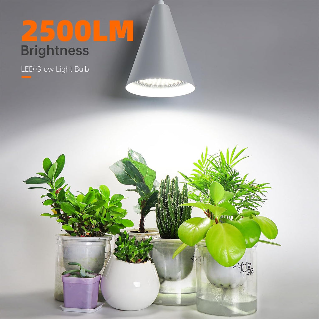 Hanging Grow Light for Indoor Plants, 5000K | 25W Full Spectrum Plant Light, 4H/9H/14H Timer& 16.4FT Power Cord for