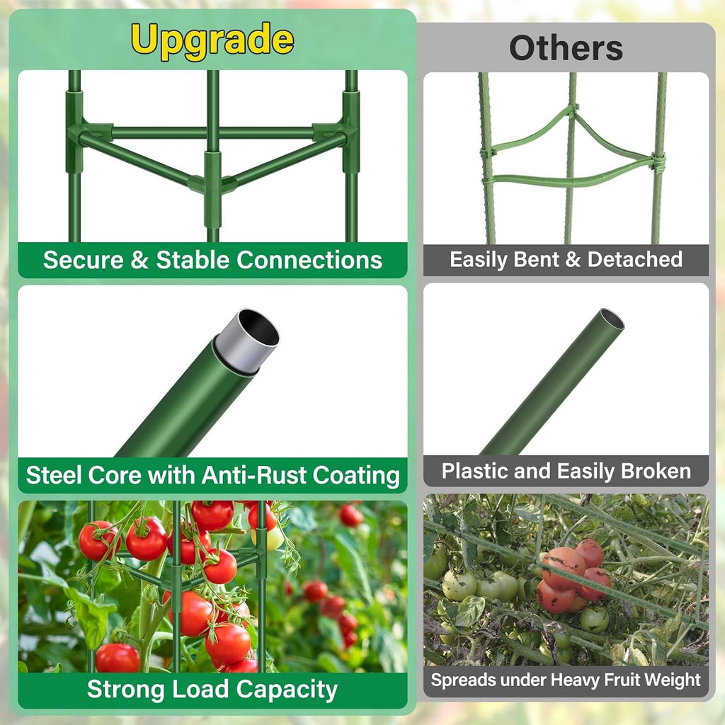 2 Pack 65 Inch Tomato Cage for Garden, Heavy-Duty Tomato Trellis Plant Support Stakes, Adjustable Garden Trellis Plant