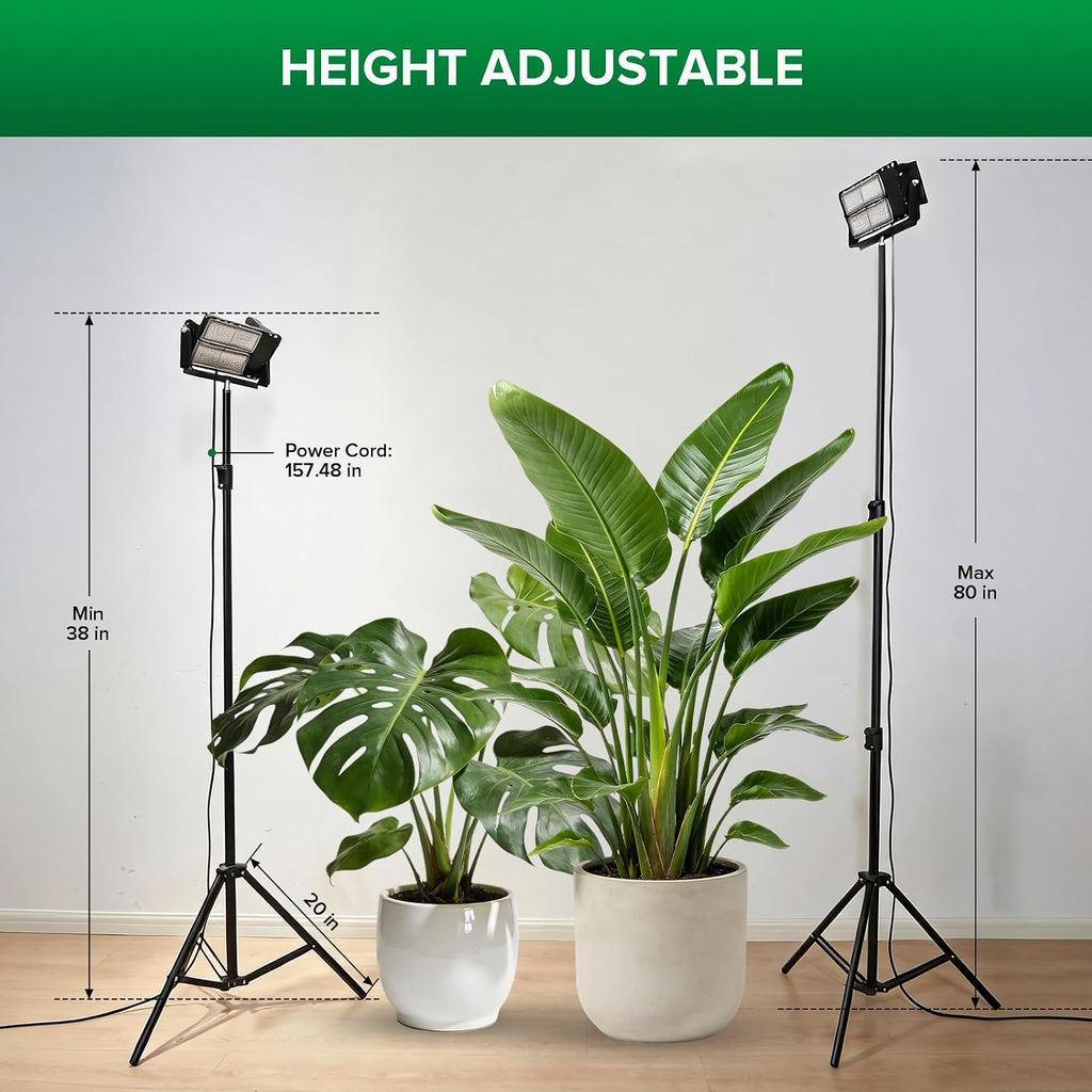 SANSI Grow Light for Indoor Plants, 100W IP65 Full Spectrum Tall Standing | 10000LM, CRI 95, High PPFD