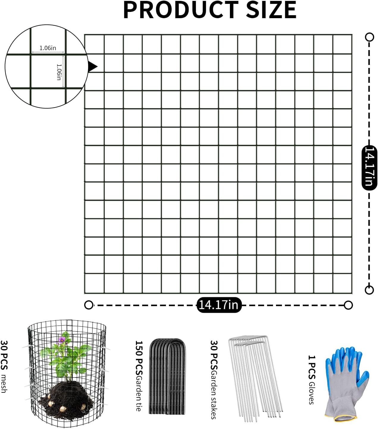 30 Pcs Plant Protectors from Animals,Protect Plants from Deer 10 Sets Metal Plant Cages Animal Intrusion Barrier Wire