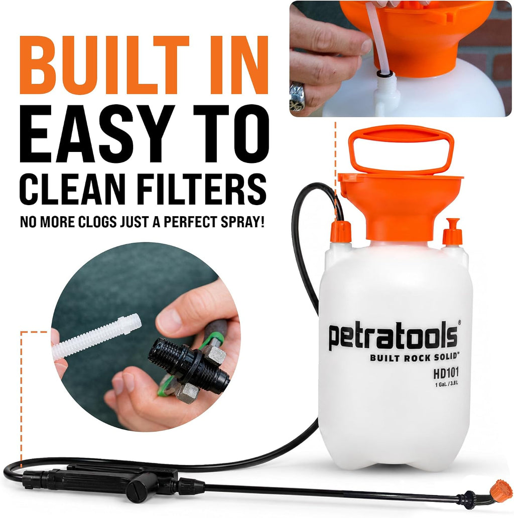 PetraTools LOCKSCAPE Mulch Glue Sprayer 1 Gal - Pro Kit (HD101) | Pump sprayer for mulch glue, rock glue, landscape