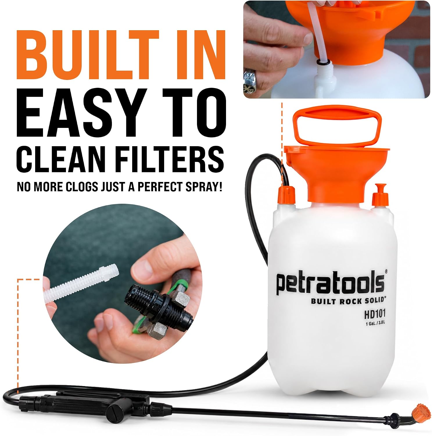 PetraTools LOCKSCAPE Mulch Glue Sprayer 1 Gal - Pro Kit (HD101) | Pump sprayer for mulch glue, rock glue, landscape