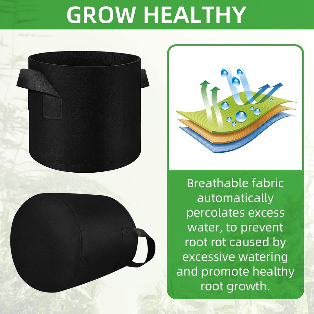 LITLANDSTAR 200-Pack 5 Gallon Fabric Grow Bags, Heavy Duty Thickened Nonwoven Plant Grow Bags Aeration Fabric Pots with