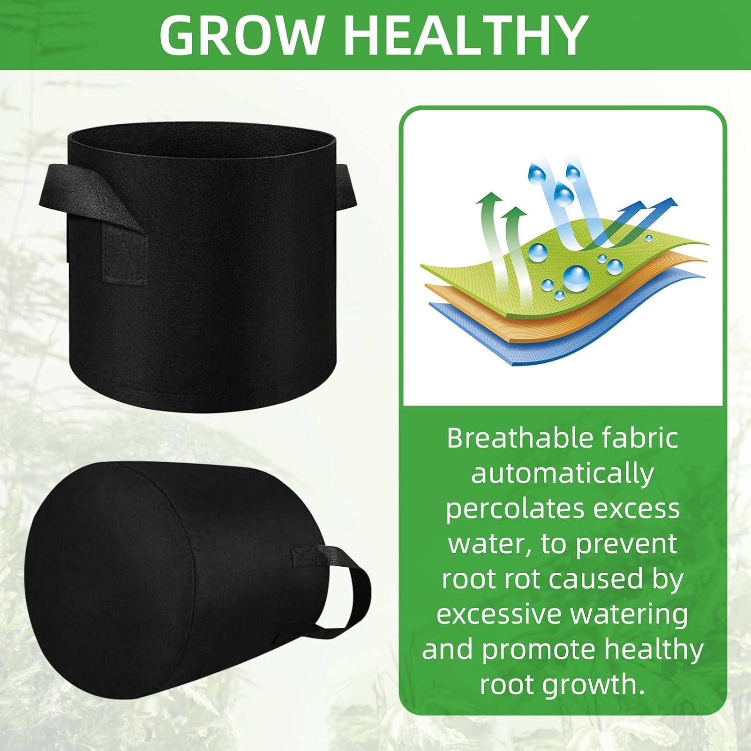 30 Pack 15 Gallon Plant Grow Bags, Breathable Felt Non-Woven Aeration Fabric Plant Grow Pots, Garden Planting