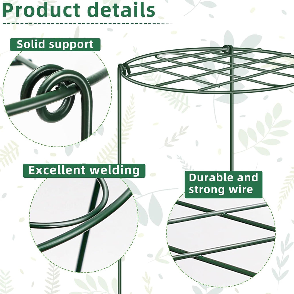 6 Pack 12 x 16 Inch Peony Cages and Supports for Outdoor Plants | Grow-Through Flower Support Rings for Peonies Roses