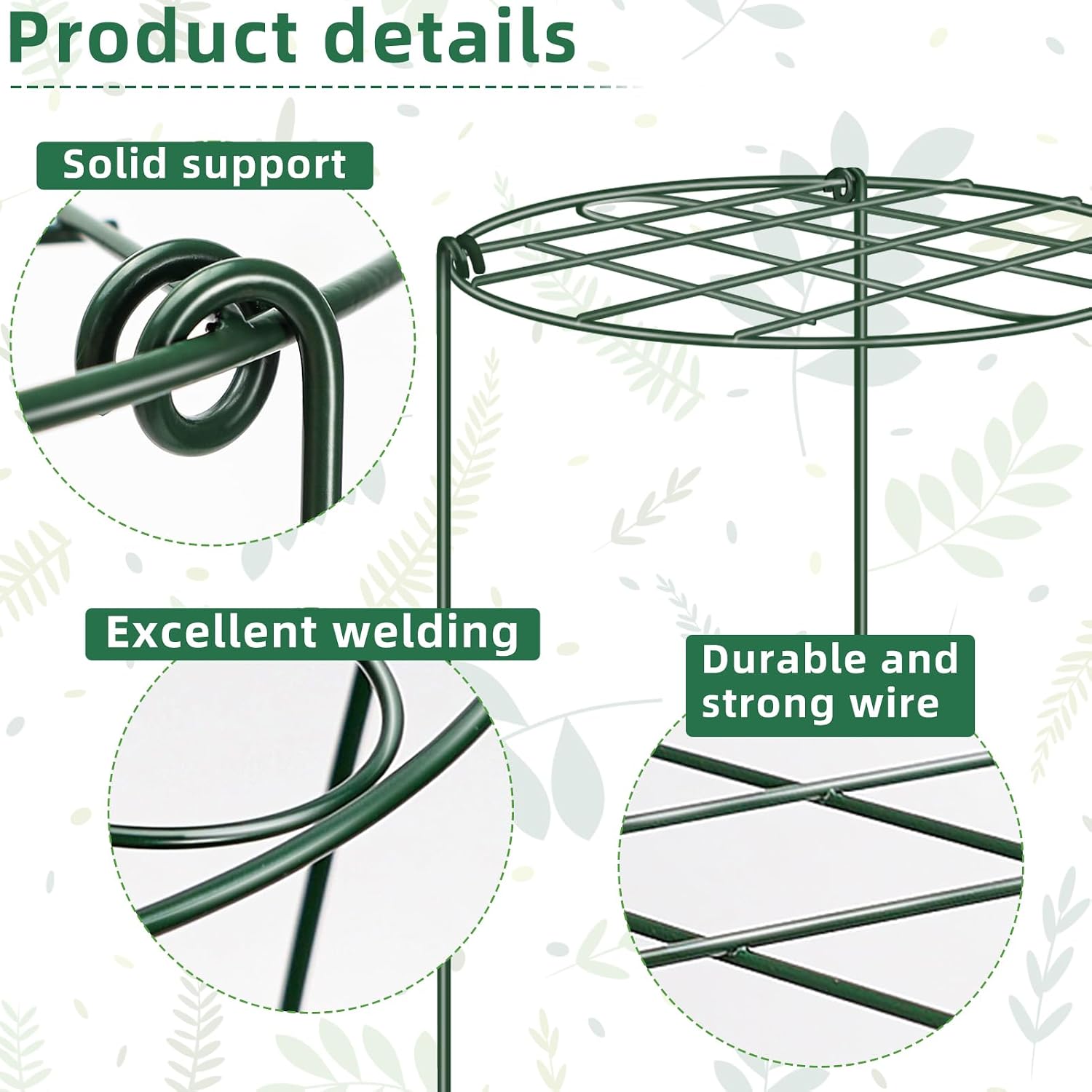 6 Pack 12 x 16 Inch Peony Cages and Supports for Outdoor Plants | Grow-Through Flower Support Rings for Peonies Roses