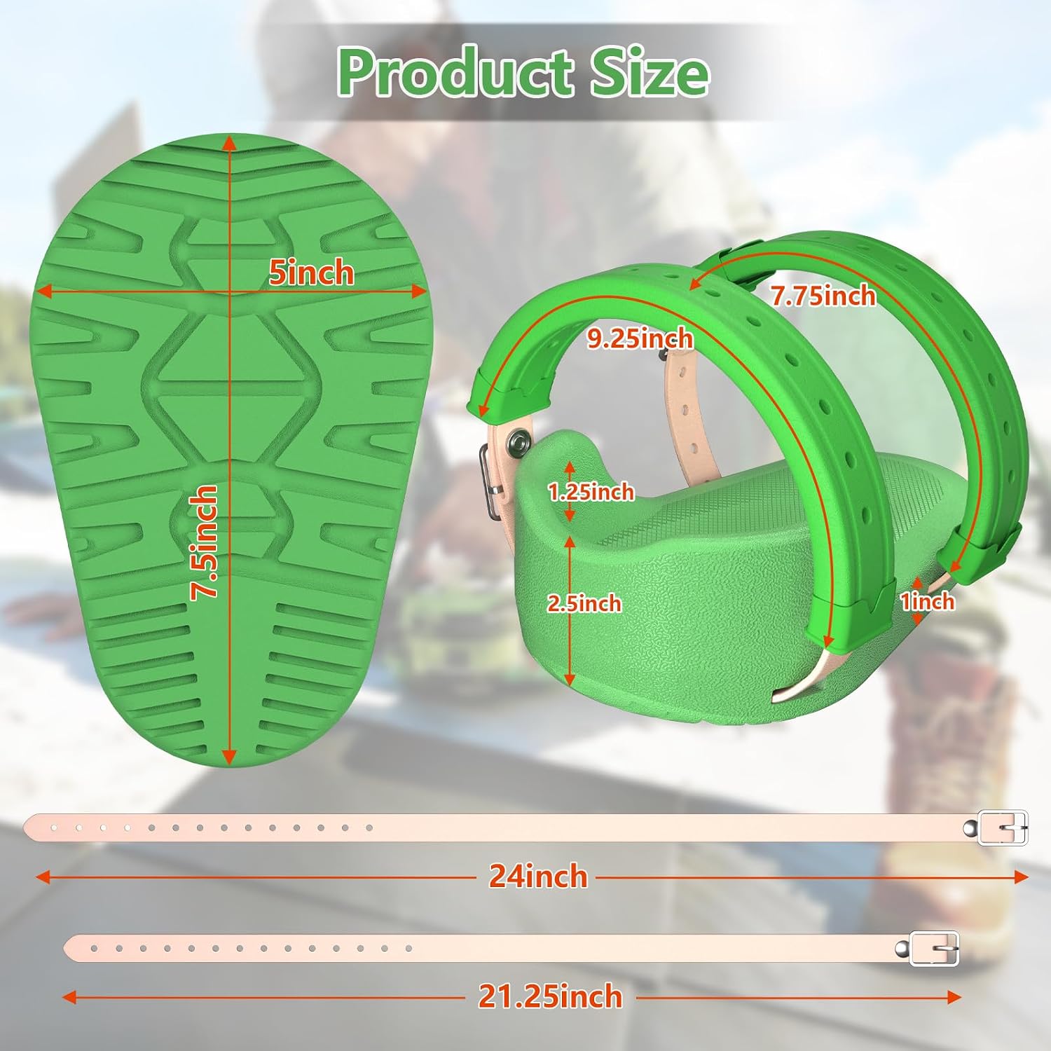 Knee Pads for Work, Roofing Knee Saver with Soft Foam Sleeves, Non-Slip Bottom, Leather Strap, Impact & Abrasion