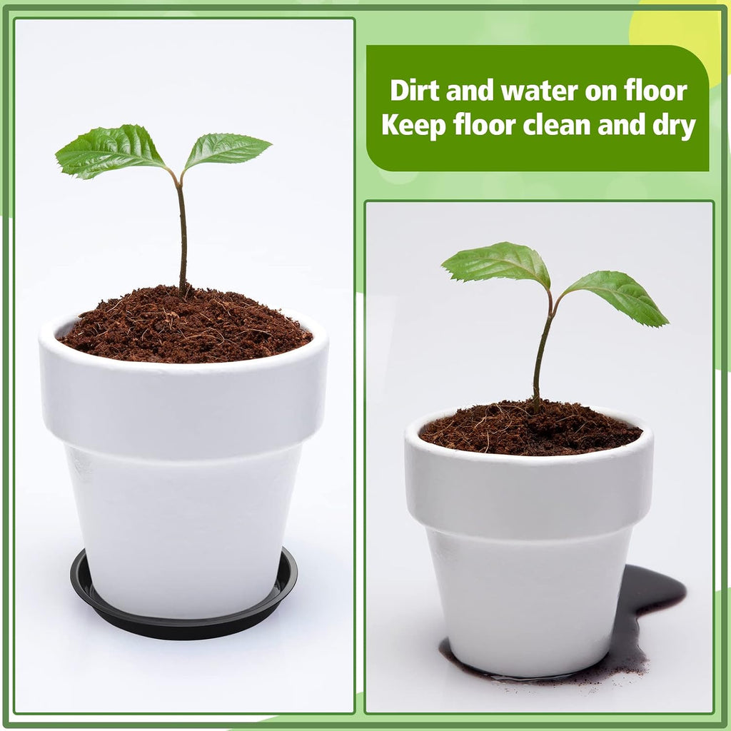 Honeydak 48 Pieces Plant Saucer Potted Plant Trays Round Plastic Drainage Tray Sturdy Drip Flower Saucers for Potted