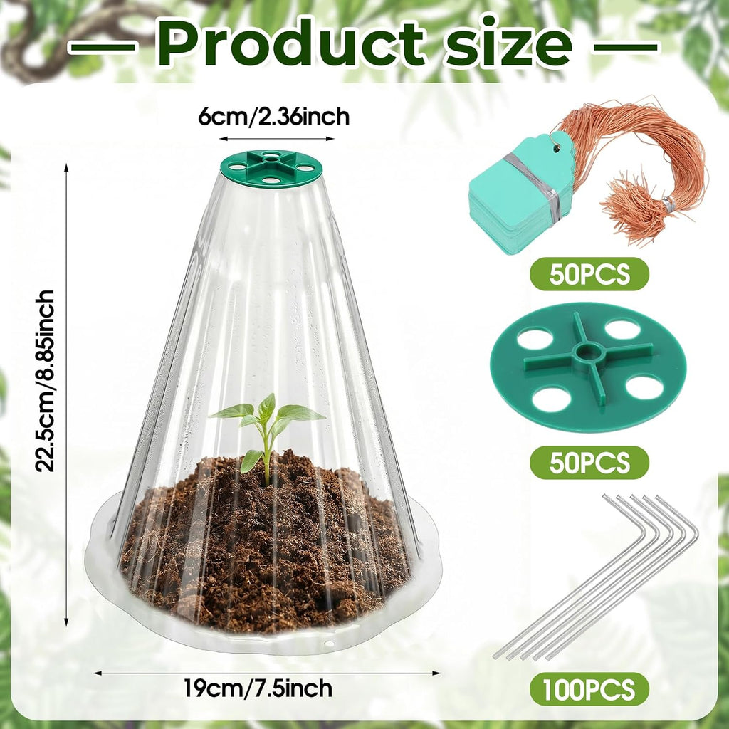 Cloches for Plants, Transparent Plant Covers, Garden Cloches with Humidity Domes, Securing Pegs and Plant Labels