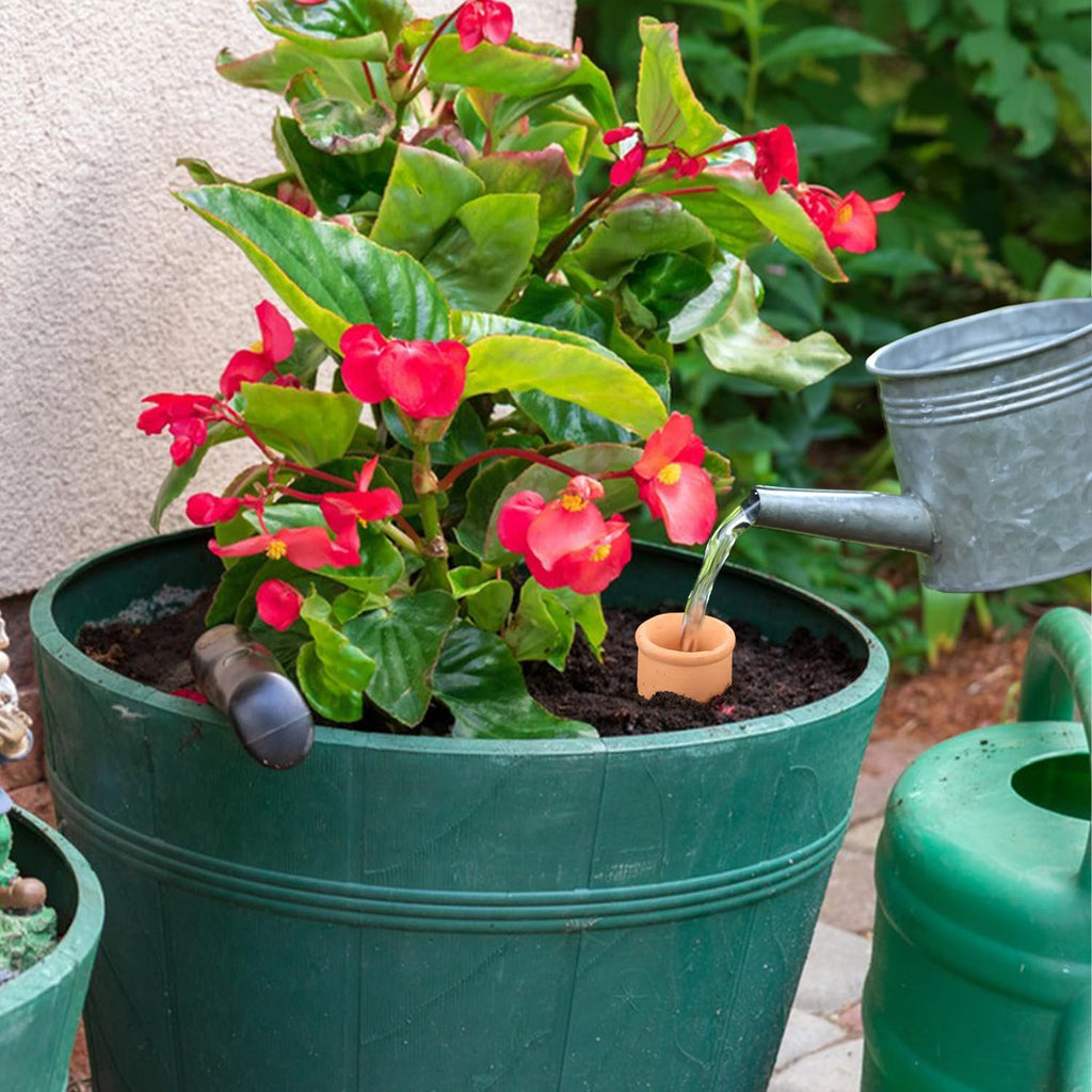 2 pcs Large 10x5in Ollas Terracotta Watering Pots Self Watering Planter Insert 1.8L Terra Cotta Clay Watering Spikes
