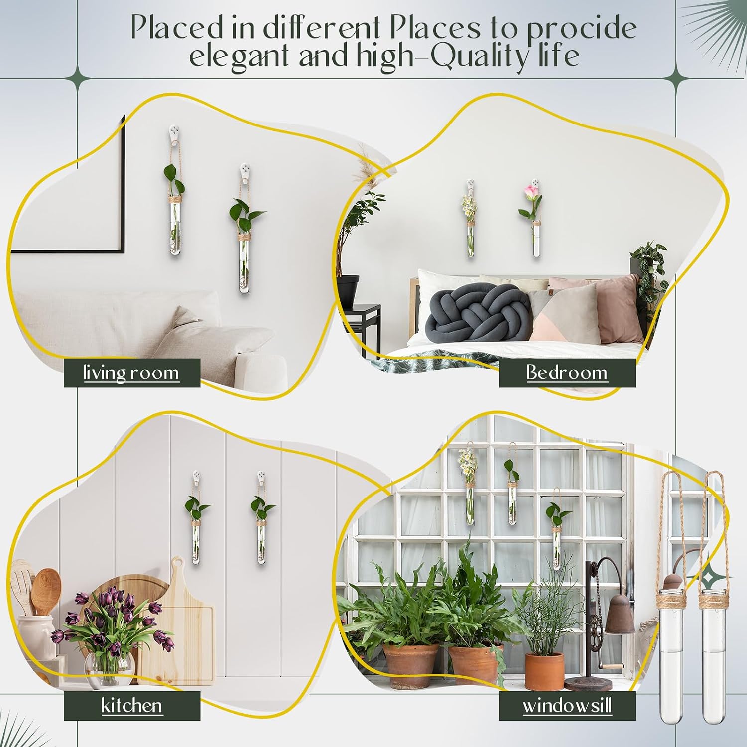 24 Pack Plastic Hanging Propagation Tubes Propagation Station Vases Wall Hanging Plant Vase for Planters Hydroponic