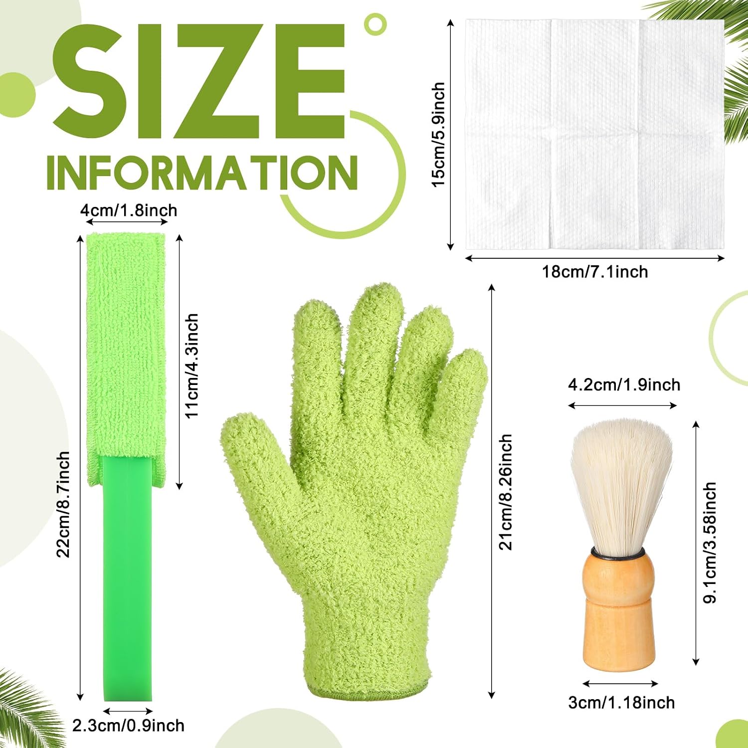 20 Pcs Plants Cleaning Set Include 1 Pair Dusting Gloves 14 Based Wipes 1 Leaf Cleaning Tong with 3 Removable