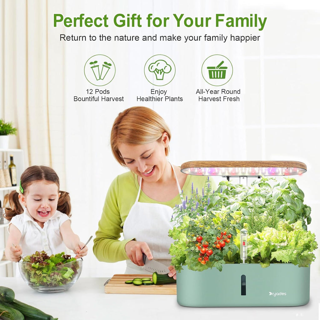 Hydroponics Growing System Indoor Garden: 12 Pods Herb Garden Kit Indoor with LED Grow Light Plant Germination Kit