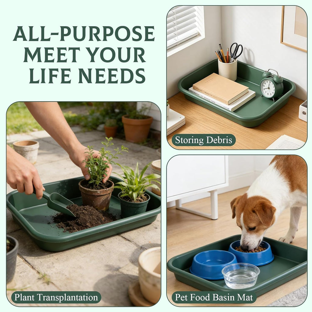 Rainmae 2 Set Garden Tidy Trays with Shovels, Large Potting Tray for Seeding, Mixing Soil and Repotting, One-Piece