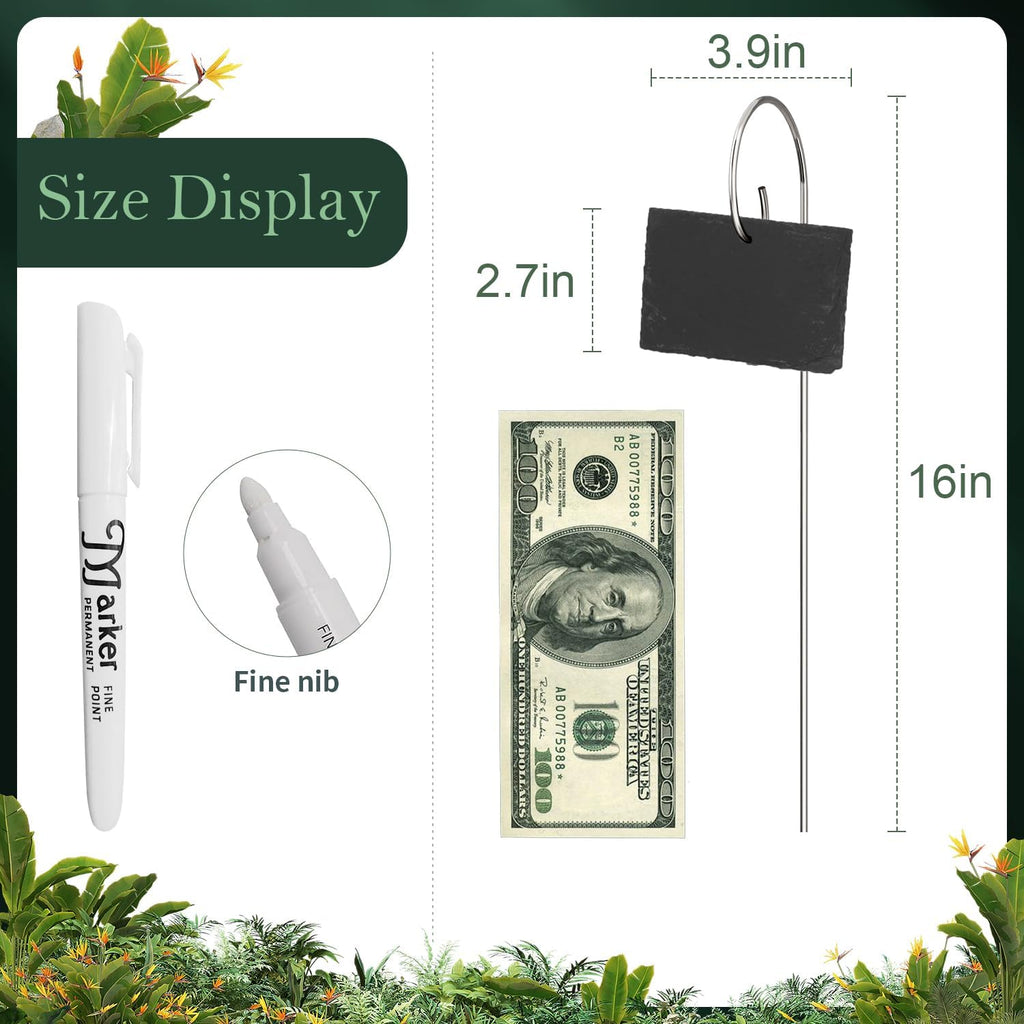 10-Pack Marble Rectangle Garden Markers,Weatherproof Metal Plant Labels Large Planting Seedling Stake Signs, for