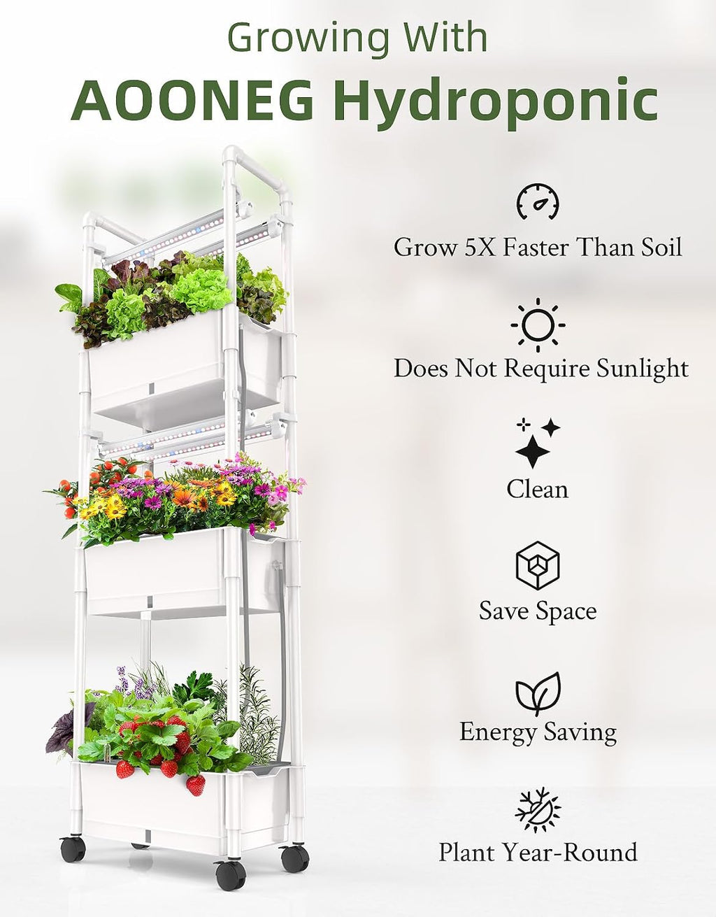 Hydroponics Growing System,AOONEG 42Pods Indoor Herb Garden with LED Grow Light,Hydroponics Growing System Kit with