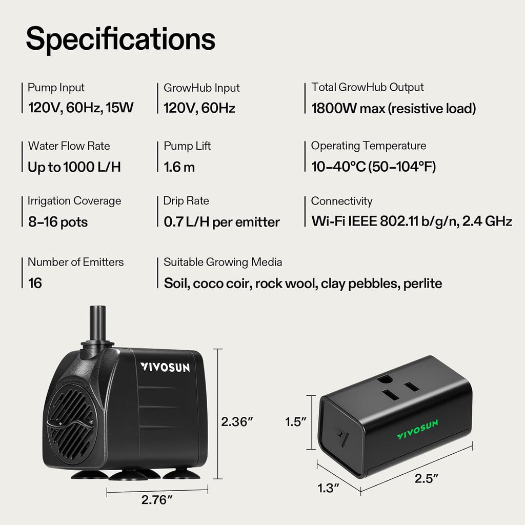 VIVOSUN Automatic Drip Irrigation Kit, Smart Watering System | 16 Drip Emitters, 4mm Fast Flow, App-Controlled, Quiet