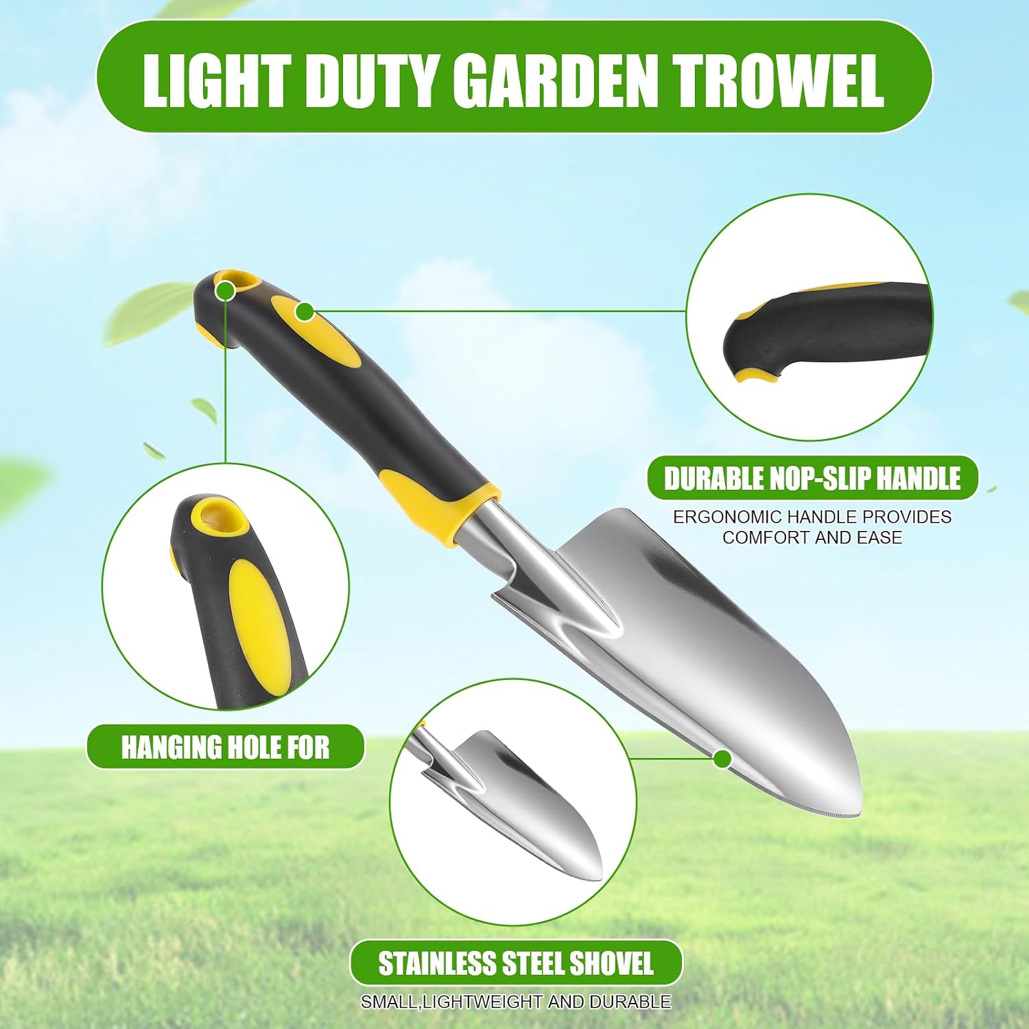 8 Pcs Garden Shovel Aluminum Alloy Heavy Duty Trowel Garden Tool Small Shovels for Digging Metal Hand Trowel Spade with