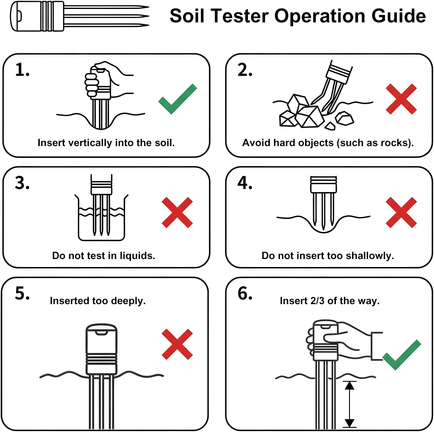 Soil Moisture Meter for Plants, 12-Zone Wireless Plant Water Meter, Soil Thermometer and Light Sensor, 4-in-1 TDR