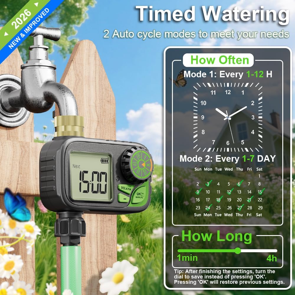 Sprinkler Timer, Digital Water Hose Timer Irrigation Controller | Programmable waterproof watering timer with rain