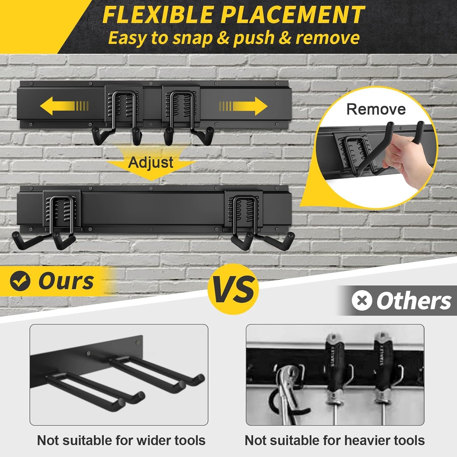 UUP 48" Garage Tool Organizer Wall Mount, 440lbs Garden Garage Storage Garage Organization with Adjustable Heavy Duty
