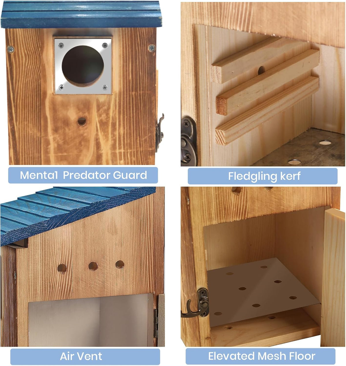 Blue Bird Houses for Outside with Gift Box - Durable Birdhouses for Outdoors with Clear View Panel & Predator Guard for