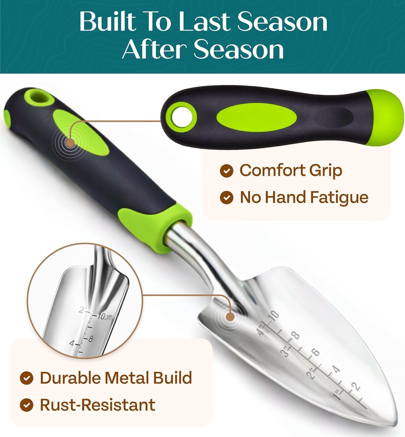 Heavy Duty Gardening Tools - Gardening Gifts for Women, Men, Mom, Dad - Durable, Ergonomic Garden Tools Set (Floral)