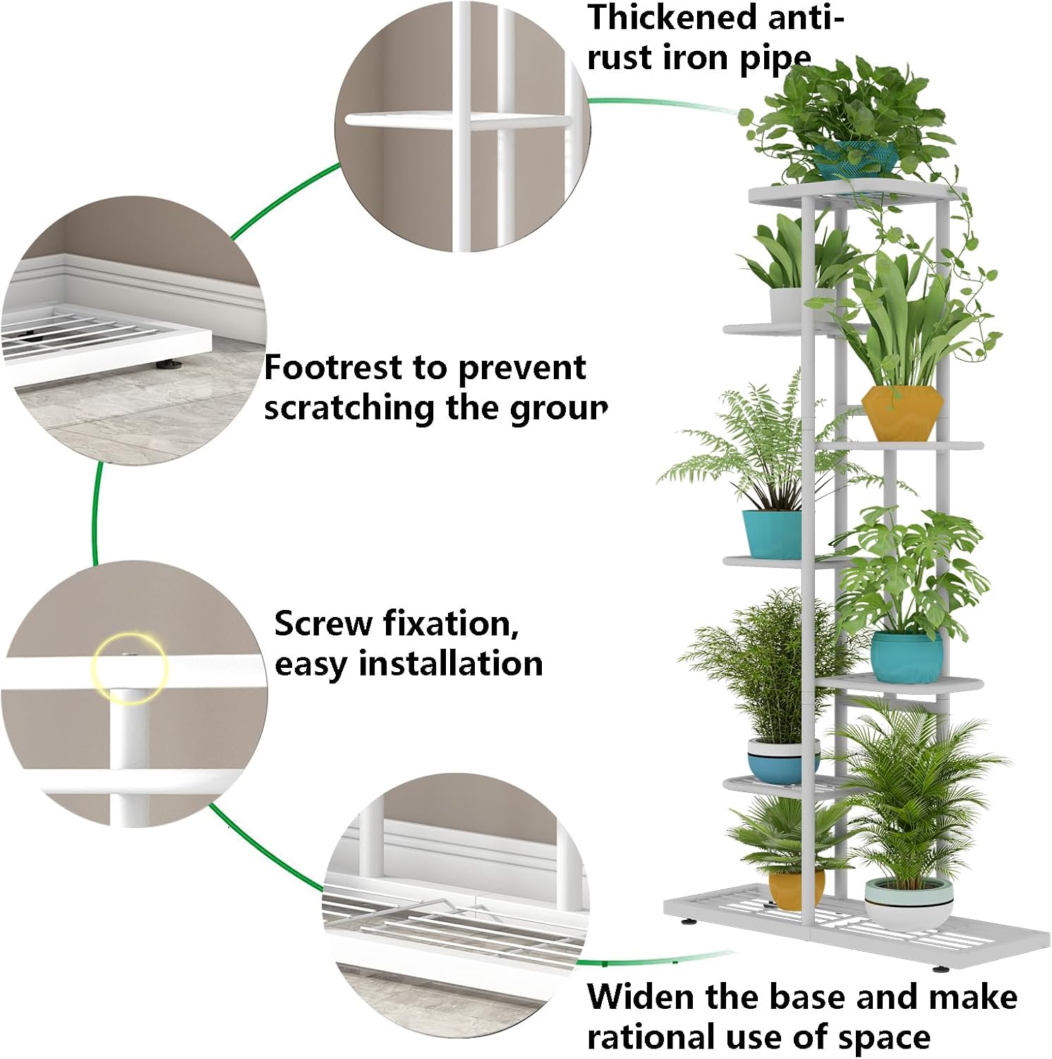 LINZINAR 7 Tier Plant Stand Indoor Outdoor Metal Flower Pot Display Shelf | Space Saving,8 Potted Multiple Flower Pot