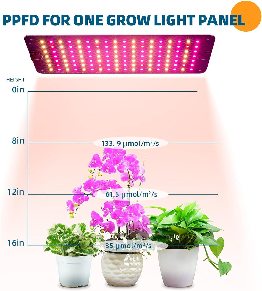 Barrina Grow Lights Panel for Indoor Plants, 4 x 10W Ultra-Thin Plant Light | Full Spectrum, with 3/6/12H Auto On/Off